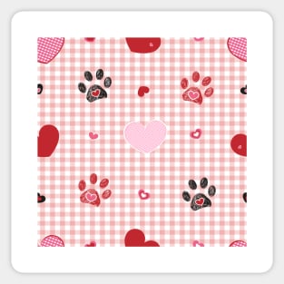 Plaid pattern baby pink with Valentine's Day concept Sticker